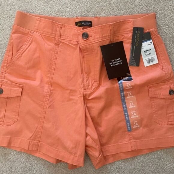 New Womens Lee Flex to Go Shorts Great Color 14 Medium Papaya Summer Ladies - Picture 1 of 16